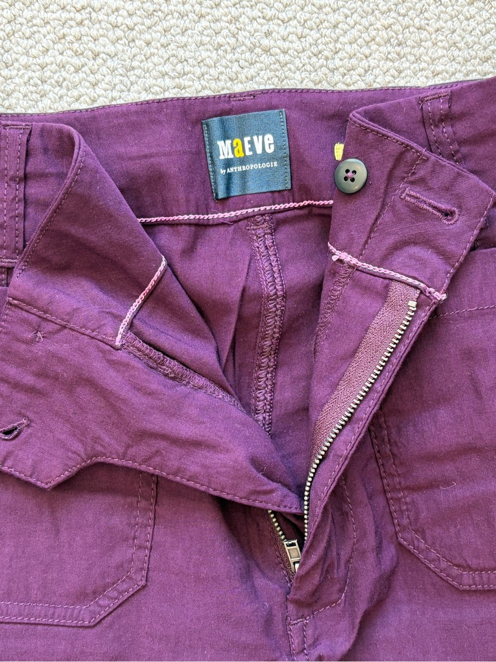 Maeve Anthropologie Colette Deep Purple Wide Leg Pants Size 28 - Picture 3 of 5